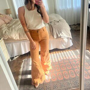 Vintage 1970s denim monochrome patchwork bell bottoms